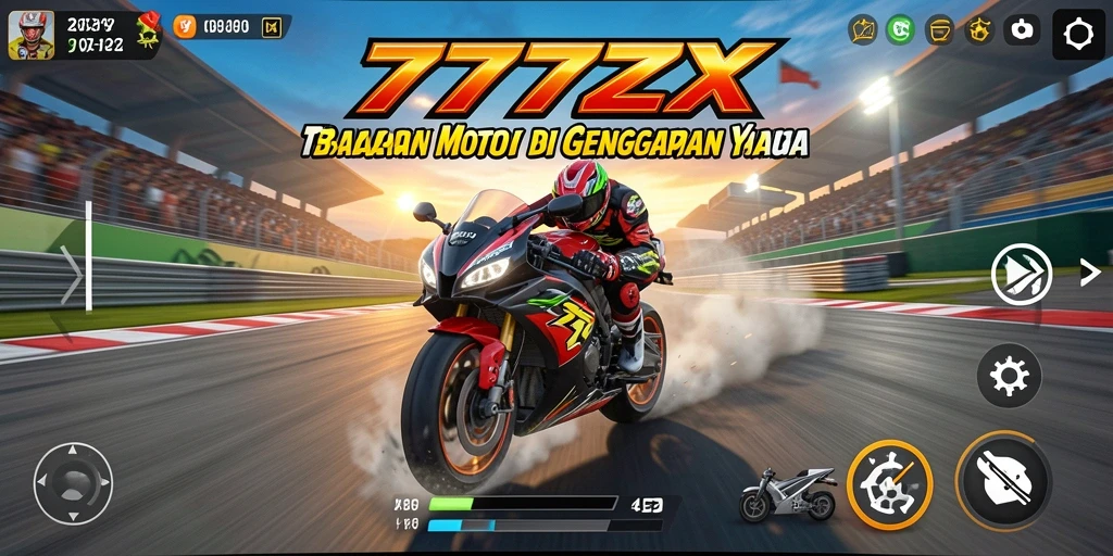 Tampilan gameplay seru dalam balapan motor yang menegangkan.