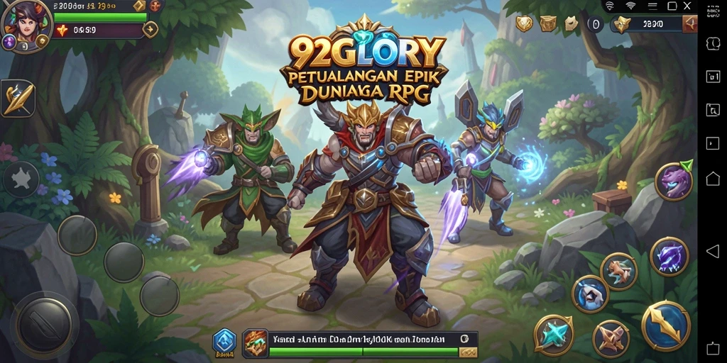 Tampilan epik dari gameplay RPG 92GLORY yang menantang.