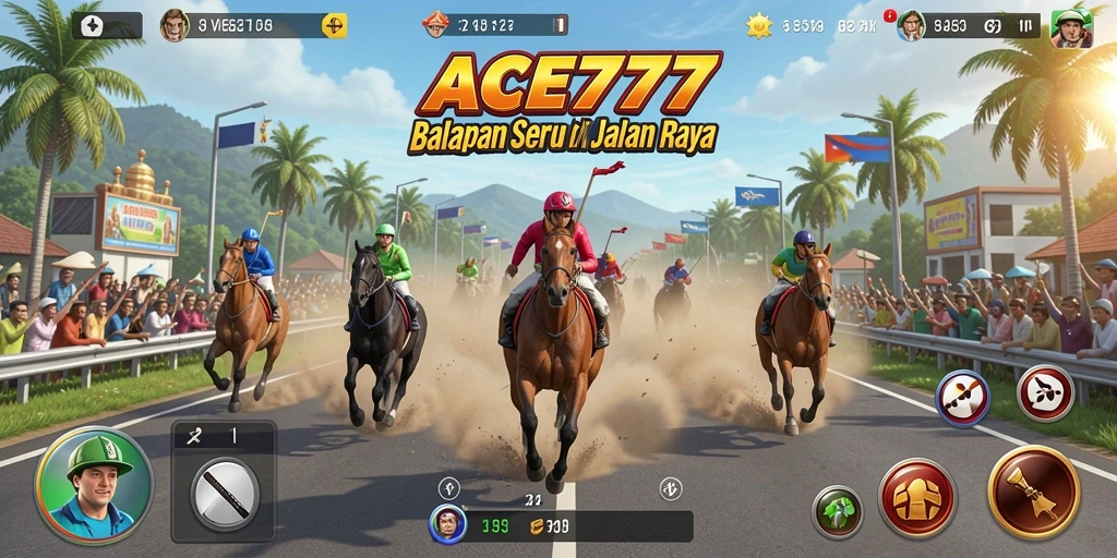 Tampilan gameplay ACE777 yang mendebarkan dan penuh aksi balapan.