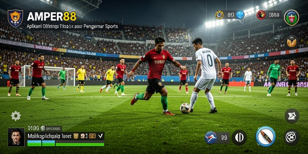 Screenshot menunjukkan aksi intens dari pertandingan olahraga di AMPER88.