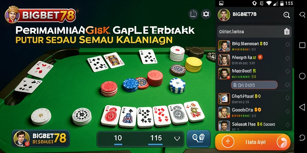 Tangkapan layar utama BIGBET78 menunjukkan keseruan permainan Gaple.