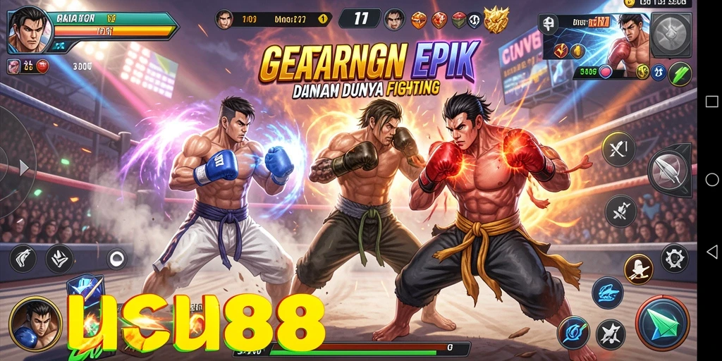 Tampilan pertarungan seru dalam GACOR88 dengan karakter yang dinamis.