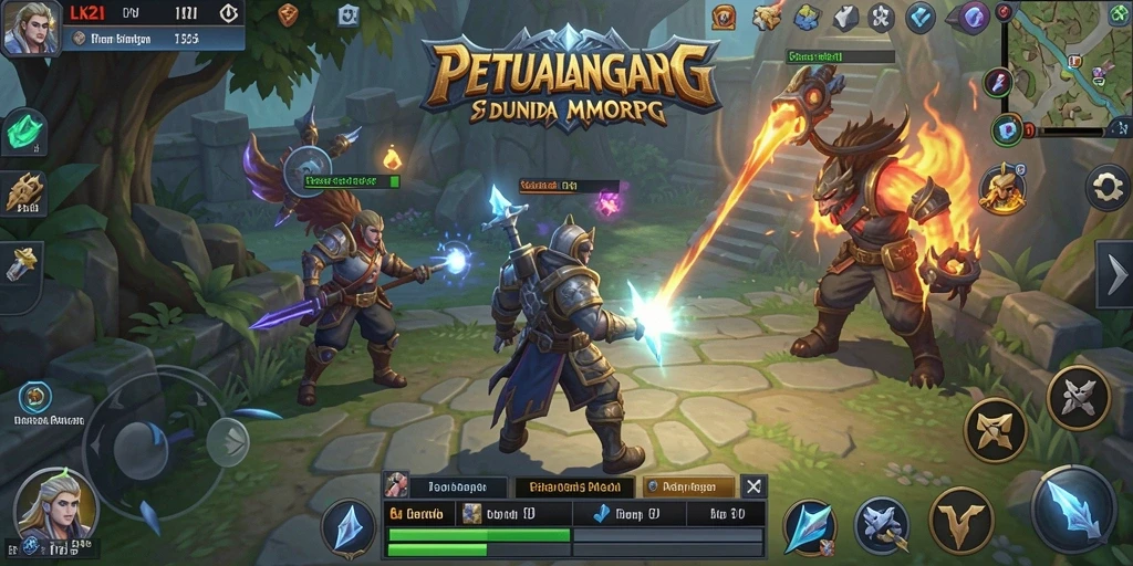 Tangkapan layar gameplay LK21 menampilkan aksi seru dalam pertempuran MMORPG.