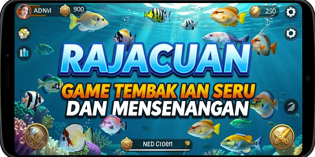 Screenshot RAJACUAN menampilkan momen seru dalam menembak ikan.