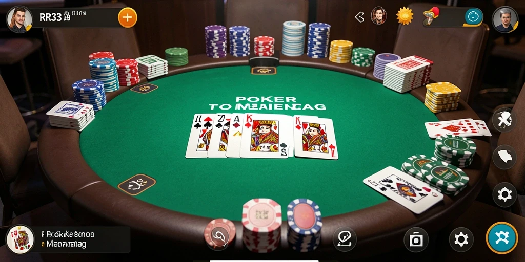 Screenshot utama RR33 menunjukkan gameplay Poker yang menegangkan dan seru.