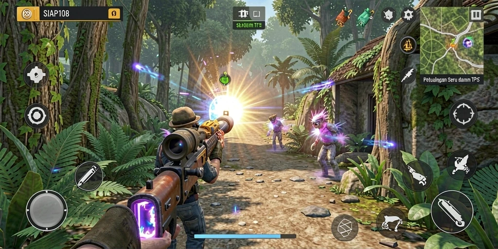 Gambaran gameplay TPS yang intens dan penuh aksi di SIAP108.