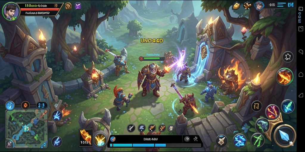 Screenshot utama dari gameplay epik dalam UNO4D dengan aksi bertarung yang mendebarkan.